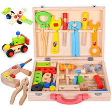 Load image into Gallery viewer, Toy Wooden Tool Set for 3+  Tool Kit for Children  Great Gift for Toddlers &amp; Toys for 2 3 4 5 Year Old Boy Or Girl | Since 1795 (Color : Natural, Size : 30x6.2x26.2cm)
