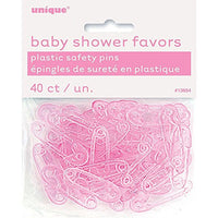 Unique Industries Plastic Pink Safety Pin Girl Baby Shower Favor Charms, 40 Count, Pieces