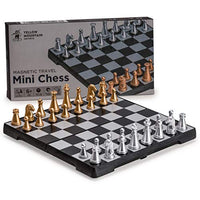 Yellow Mountain Imports Travel Magnetic Chess Mini Set (6.3 Inches)   Compact, Folding, Educational