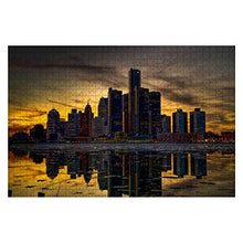 Load image into Gallery viewer, Wooden Puzzle 1000 Pieces Detroit Skyline Skylines and Pictures Jigsaw Puzzles for Children or Adults Educational Toys Decompression Game
