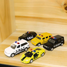 Load image into Gallery viewer, KIDAMI Die Cast Metal Little Toy Cars Set of 5, Openable Doors Pull Back Car Gift Pack for Kids (Police car)
