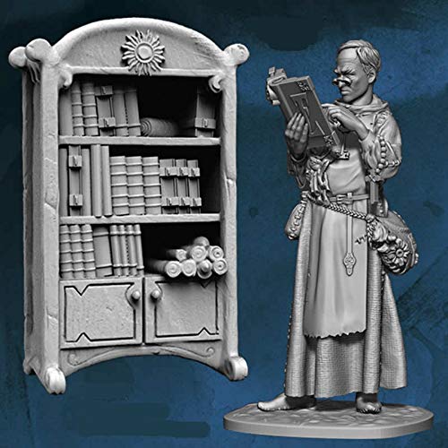 Herbal Healer with Bookcase Figure Kit 28mm Heroic Scale Miniature Unpainted First Legion