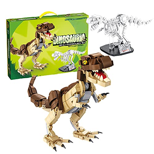 Dinosaurs Building Blocks for Kids, 2 ModelsT-rex Building Bricks Dinosaur Toy Set, STEM Creative DIY Construction Toy for Boys Girls Aged 6+