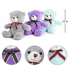 Load image into Gallery viewer, Tezituor Cute Soft Teddy Bear Stuffed Animals Plush Toys in 3 Colors - 3-Pack of Teddy Bears Gift for Boy Girl Kids 12 inches ( Blue/Gray/Purple )
