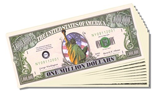 Lady Liberty Novelty Million Dollar Bill - Set of 50 With 1 Bonus Christopher Columbus Bill