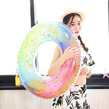 Load image into Gallery viewer, Inflatable Glitter Pool Float Swimming Ring, Rainbow Colorful Tube Float, Summer Swim Pool,Girls Beach Toy Water Fun Party Toy for Kids &amp; Adult (70)
