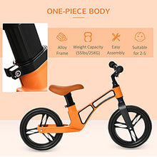 Load image into Gallery viewer, Qaba Kids Balance Bike Lightweight Toddler Bike with Adjustable Seat and Handlebar, No Pedal Magnesium Alloy Bicycle with Footrest for 2-5 Years Orange
