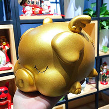 Load image into Gallery viewer, IMIKEYA Creative Piggy Bank Coin Bank Fortune Pig Shaped Cartoon Money Holder Saving Pot Money Box for Birthday Present New Year&#39;s Gift Parlor Display (Golden Small Size 10x13x12CM)
