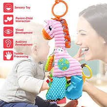 Load image into Gallery viewer, JERICETOY Car Seat Toy Baby Toy Infant Toy with Musical Box Stroller Toy Crib Toy Development Toy with Rattles Crinkle Teether Magic Mirror, Stroller Clip-On Carseat Cot Crib Bed Hanging Toy - Giraffe
