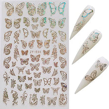 Load image into Gallery viewer, 8Pcs/Lot Nail Art Sticker Sheets Different Holographic Butterfly Gold and Silver Color Butterflies Nail Decoration Supplies Nail Art Stickers for Manicure Nail DIY Designs
