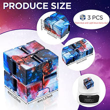 Load image into Gallery viewer, Zhanmai 3 Pieces Infinity Cube Fidget Toys Finger Cube Toys Cube Blocks for Stress Relief Galaxy Magic Cube Toys Mini Infinity Cube for Stress Anxiety Relief, Galaxy Space
