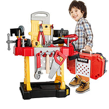 Load image into Gallery viewer, Toy Choi&#39;s 83 Pieces Kids Construction Toy Workbench for Toddlers Kids Workbench Construction Tool Bench Set, Boys Toy Work Shop Tools Workbench for Toddlers

