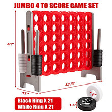 Load image into Gallery viewer, Costzon Giant 4-in-A-Row, Jumbo 4-to-Score Giant Games for Kid Adult, Indoor Outdoor Party Family Connect Plastic Game, 4 Feet Wide 3.5 Feet Tall w/42 Jumbo Rings &amp; Quick-Release Slider (Red &amp; Gray)
