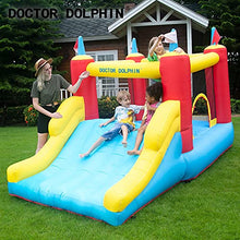 Load image into Gallery viewer, Doctor Dolphin Inflatable Jumping Castle with Large Slide, Inflatable Bouncer Slide with Blower for Toddlers, Kids Jumping Castle for Family, Indoor, Outdoor Use
