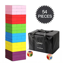 Load image into Gallery viewer, Lewo Wooden Giant Stacking Games Hardwood Blocks Tumble Tower Building Toys 54 Pieces with Storage Bag
