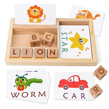 Load image into Gallery viewer, Coogam Spelling Games, Wooden Matching Letters Toy with Flash Cards Words, Montessori ABC Alphabet Learning Educational Puzzle Gift for Preschool Boys Girls Kids Age 3 4 5 Years Old
