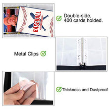 Load image into Gallery viewer, POKONBOY Baseball Card Binder Sleeves for Trading Cards, Baseball Card Sleeves Card Holder Protectors Set for Football Cards and Sports Cards (Holds Up to 400)
