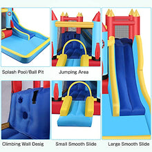 Load image into Gallery viewer, DREAMVAN Kids Bounce House with Blower Inflatable Bounce Houses Double Slide Climbing Wall and Ball Pit/Pool Splash Big Bouncy House Bouncing Rocket Jumping Castle Outdoor/Indoor, Ages 3-12 Years
