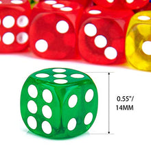Load image into Gallery viewer, 150 Pieces 6-Sided Games Dice Set 5 Translucent Colors 14mm Dice for Board Games, Activity, Casino Theme, Teaching Math Games, Party Favors and More
