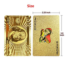 Load image into Gallery viewer, Deck of Cards, 24k Gold Playing Cards, Waterproof Playing Cards with Dollar Pattern, Plastic Playing Cards, High-Grade Poker Cards, Use for Party and Game
