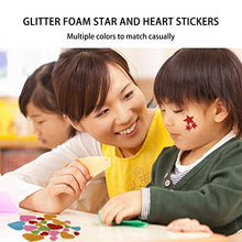 Load image into Gallery viewer, NUOBESTY 100pcs Star Heart Sticker Colorful Glitter Foam Stickers Self Adhesive Hearts Star Shapes for DIY Greeting Card Classroom Reward Arts Craft Supplies Random Pattern and Color
