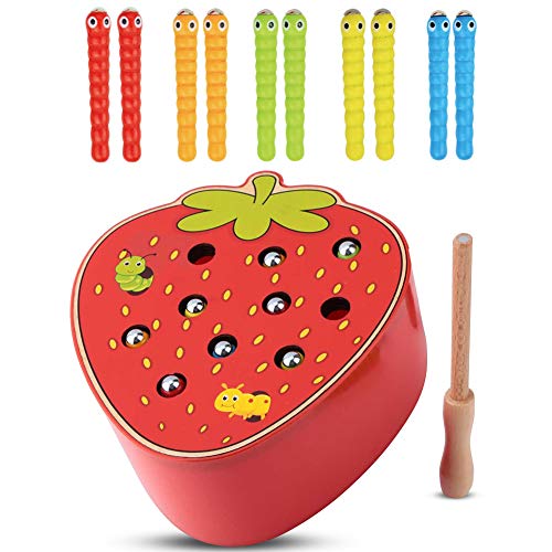 Capture Worm Magnetic Wooden Toy Kid Educational Intelligence Development Toys Strawberry Magnetic Wooden Toy (#2)