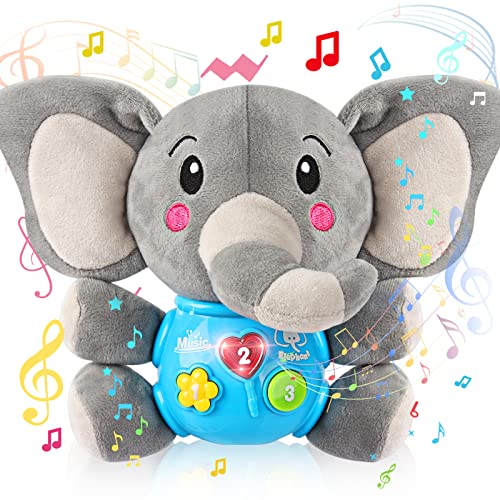Vanmor Plush Elephant Musical Baby Toys 6 to 12 Months, Cute Stuffed Animal Light Up Baby Toys 0 3 6 9 12 Months, Newborn Baby Musical Toys Gifts for Infant Babies Boys Girls Toddlers 0 to 36 Months