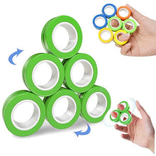 Load image into Gallery viewer, Chnaivy 6 PCS Magnetic Rings Fidget Toys,Decompression Magnetic Rings, Boys Girls Magnetic Spinner Ring for Adults Kids Finger Therapy ADHD Anxiety and Relief Autism Stress (Green)
