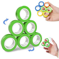 Chnaivy 6 PCS Magnetic Rings Fidget Toys,Decompression Magnetic Rings, Boys Girls Magnetic Spinner Ring for Adults Kids Finger Therapy ADHD Anxiety and Relief Autism Stress (Green)