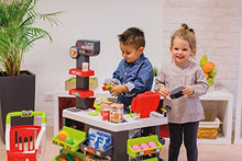 Load image into Gallery viewer, Smoby 350213 Kids Supermarket Playset with 42 Accessories inc. Cash Register, Microphone, Credit Card Reader, Barcode Scanner, Fruit &amp; More, Dummy Boxes and Toy Vegetables/Fruits Included
