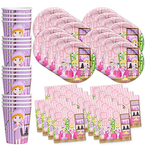 Spa Salon Birthday Party Supplies Set Plates Napkins Cups Tableware Kit For 16