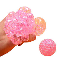 Soft Squishie Grape Mesh Ball Toys Relieve Stress Fidget Grape Balls Squeeze Grape Ball Pink Squishy Stress Ball with Water Beads (Pink)