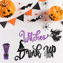 Load image into Gallery viewer, 2 Pieces Halloween Witches Banner Black and Purple Glitter Halloween Party Decorations Witches Decorations for Haunted Houses Doorways Indoor Outdoor Home Mantel Decor
