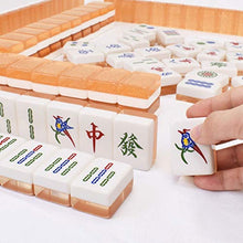 Load image into Gallery viewer, MASHUANG Chinese Mahjong Game Set, 144 Tiles Wooden Case Leather Mat 4 Dice, Four Players Family Game, New Year Gift, 40 x 31 mm, Orange
