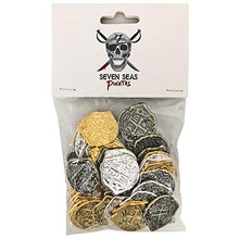 Load image into Gallery viewer, Seven Seas Pirates Toy Metal Gold and Silver Treasure Doubloon Coins - 500 Tokens
