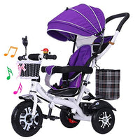 New Kids Tricycle Trike, Children's Bicycle Trolley 1-3-5 Years Old Rotatable Music Light Bicycle 2-6 Girl Car (Color : E)