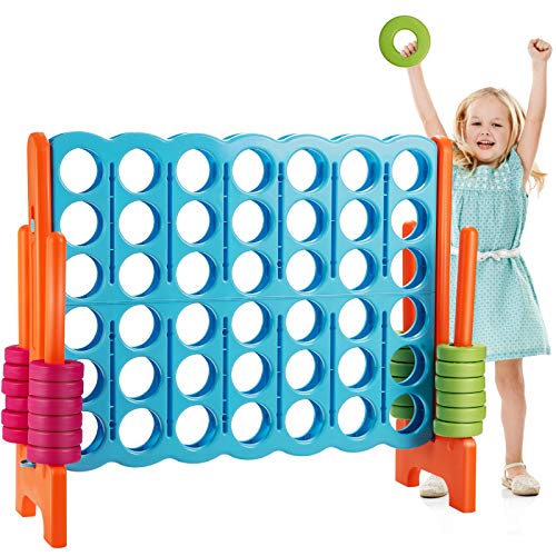 ARLIME Jumbo 4-to-Score Giant Game Set, Backyard Games for Kids & Adults, 4 in A Row W/ Quick-Release Lever, 42 Build-in Rings Included, Jumbo Size for Outdoor & Outdoor Play