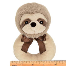 Load image into Gallery viewer, Bearington Baby Lil&#39; Speedster Plush Stuffed Animal Sloth Soft Ring Rattle, 5.5 Inch
