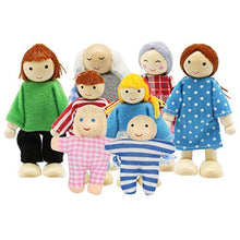 Load image into Gallery viewer, PUCKWAY Lovely Family Dollhouse Dolls Set of 8 Wooden Figures, Kids Girls Happy Playset Characters Accessories for Children Pretend Gift
