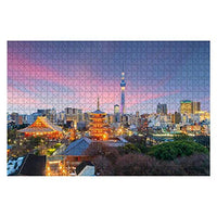 Wooden Puzzle 1000 Pieces View of Tokyo Skyline at Sunset Skylines and Pictures Jigsaw Puzzles for Children or Adults Educational Toys Decompression Game