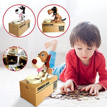 Load image into Gallery viewer, qiuqiu Cute Dog Dolls Saveing Money Box Kids Coin Bank Home Desktop Decoration Creative Piggy Bank Birthday Present-Brown-Black
