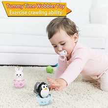 Load image into Gallery viewer, Lukax Plastic Egg Shakers - Penguin Bunny Weeble Wobble Baby Toys, Tummy Time Wobbler with Rattles

