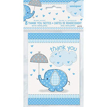 Load image into Gallery viewer, Blue Elephant Boy Baby Shower Thank You Cards, 8ct
