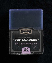 Load image into Gallery viewer, 250 CBG 5mm 190pt Pro Top Loaders Toploaders Cardboard Gold 3&quot; x 4&quot; Case - Sealed 50x 5ct Packs KEEPS THICKER JERSEY CARDS ULTRA PROTECTED-FULL CASE
