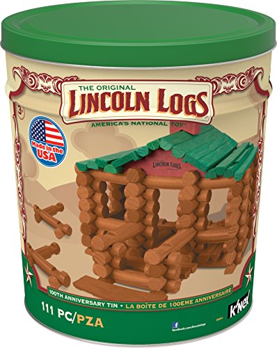 Lincoln Logs â??100th Anniversary Tin 111 Pieces Real Wood Logs Ages 3+   Best Retro Building Gift S