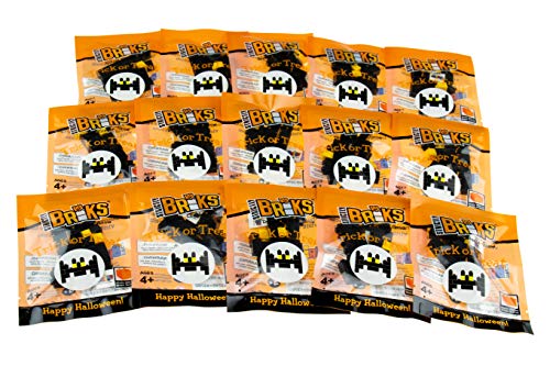 Strictly Briks - Halloween Bat Building Bricks Party Favors - Trick or Treat Bags with Toys - 15 Goodie Bag Fillers - Handout a Healthy Alternative to Candy
