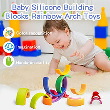 Load image into Gallery viewer, Rainbow Stacking Toy 10 Layer Arch Shape Silicone Nesting Puzzle Blocks Baby Stacking Toy Montessori Baby Toy for Kids 0-3 Years Old Teether Gifts for Toddlers (Colorful Rainbow)
