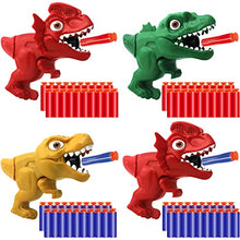 Load image into Gallery viewer, 4 Pack Dinosaur Toy Guns for Toddlers Age 3-5, Small Dino Blaster Toys for Boys 3 4 5 Years Old, Easy to Shoot Foam Dart Gun Set for Kids, Cool Birthday Gift Idea for boy
