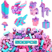 Load image into Gallery viewer, Building Bricks 500 Pieces Set ,Classic Colors Building Blocks Toys,Compatible with All Major Brands,Birthday Gift for Kids (Pink-Purple)
