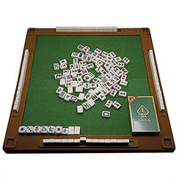 Travel Mahjong, Small Traditional Chinese Mahjong Set with Folding Table Travel Board Game Mini 144 Mahjong Tile Set Game Set Portable Size and Light-Weight,S